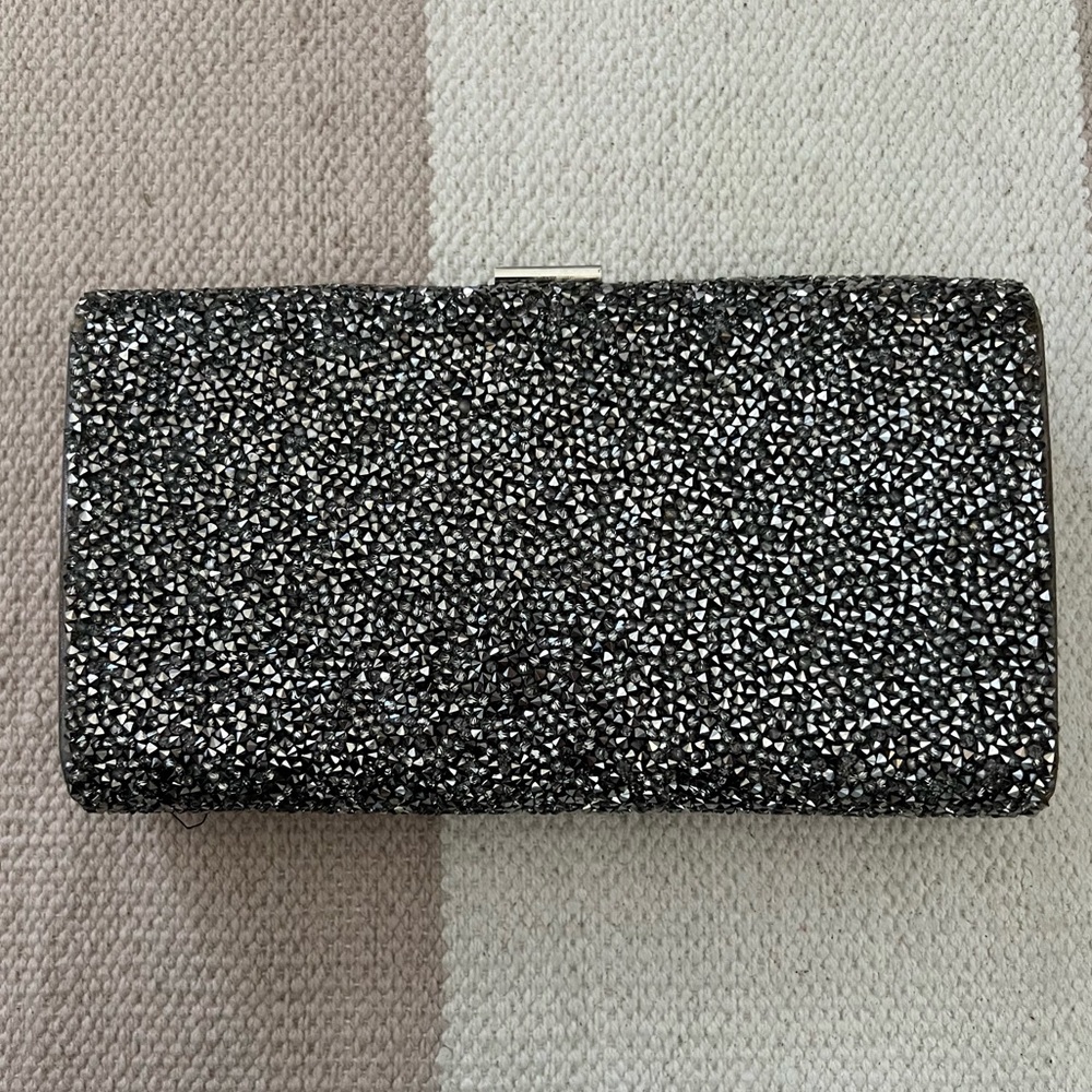 Nordstrom Silver Glitter & Metallic Clutch Purse